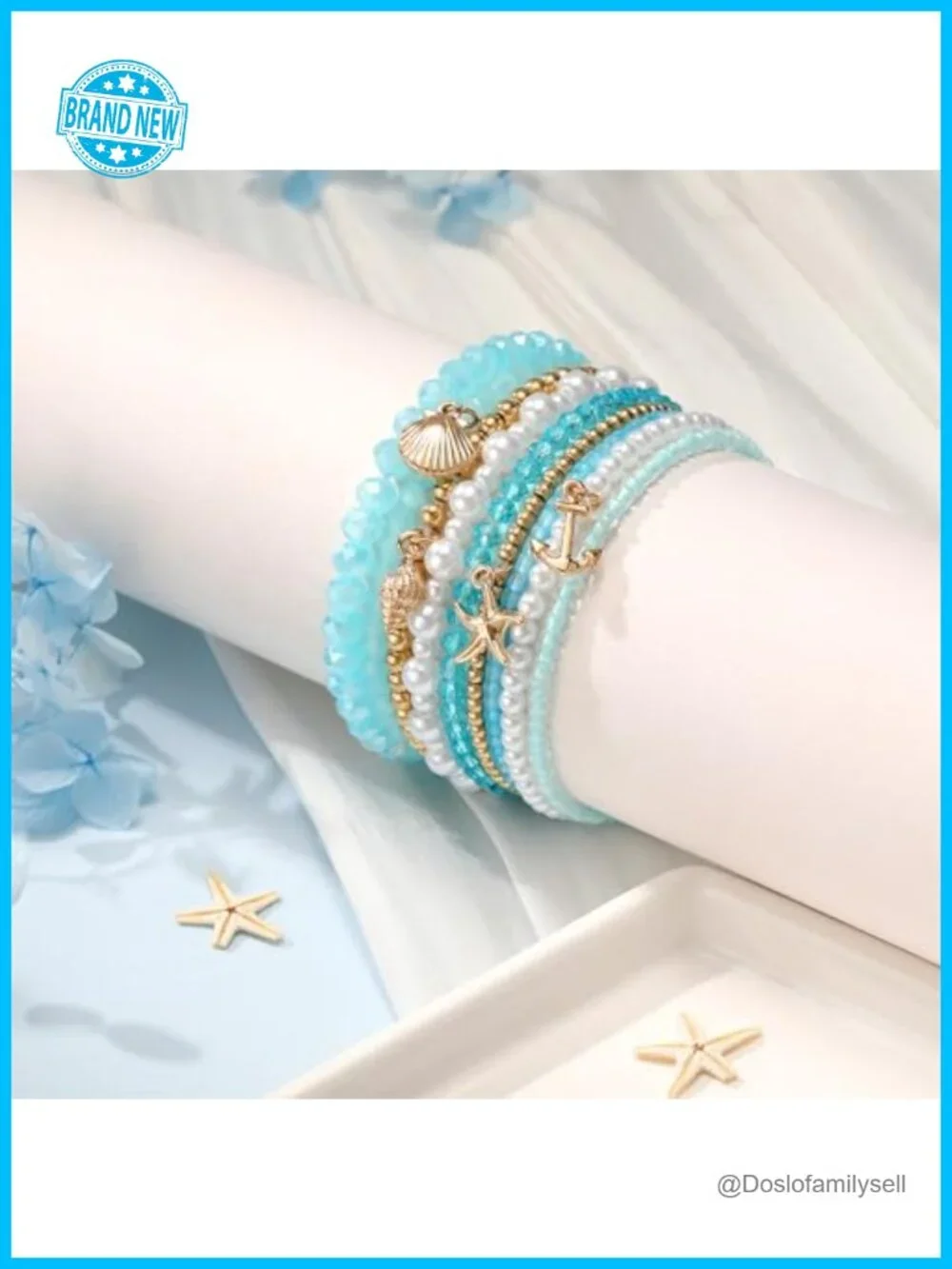 9-Pack Glass Beaded Stretch Bracelet Set Boho Stackable